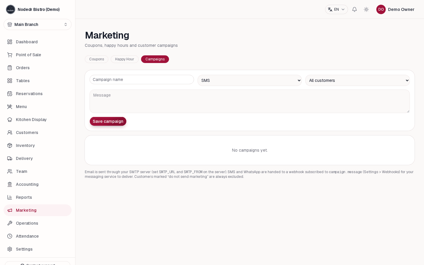 OrderRestro customer marketing campaign management